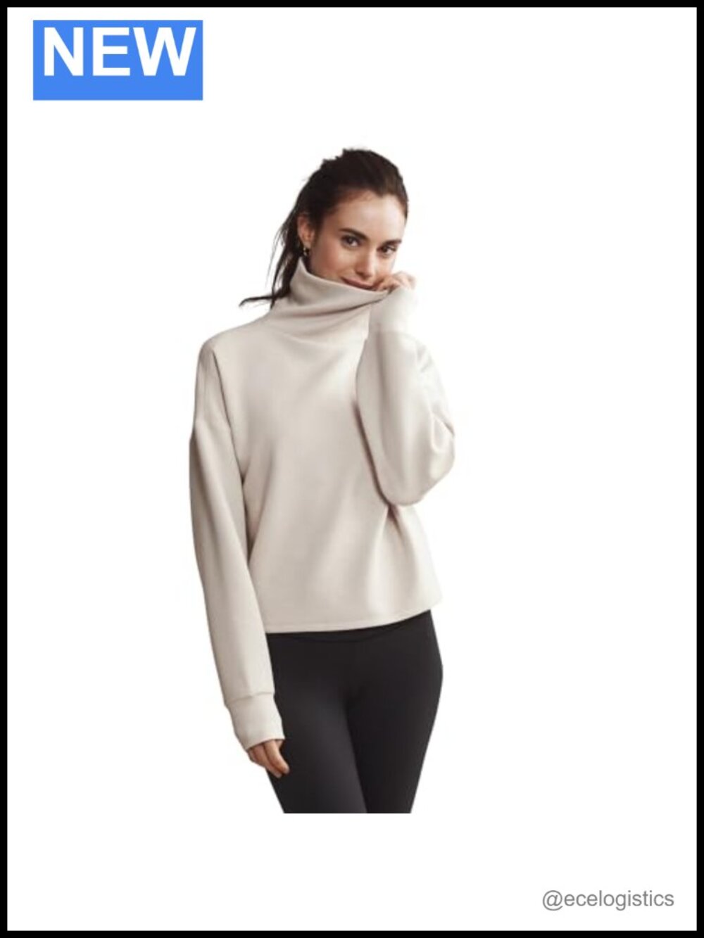 Women's DreamGlow Mock Neck Cropped Sweatshirt, Odor-Resistant Long Sleeve